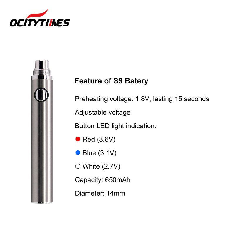 OcityTimes Nuova batteria di svapo 650 mAh ricaricabile con pulsante